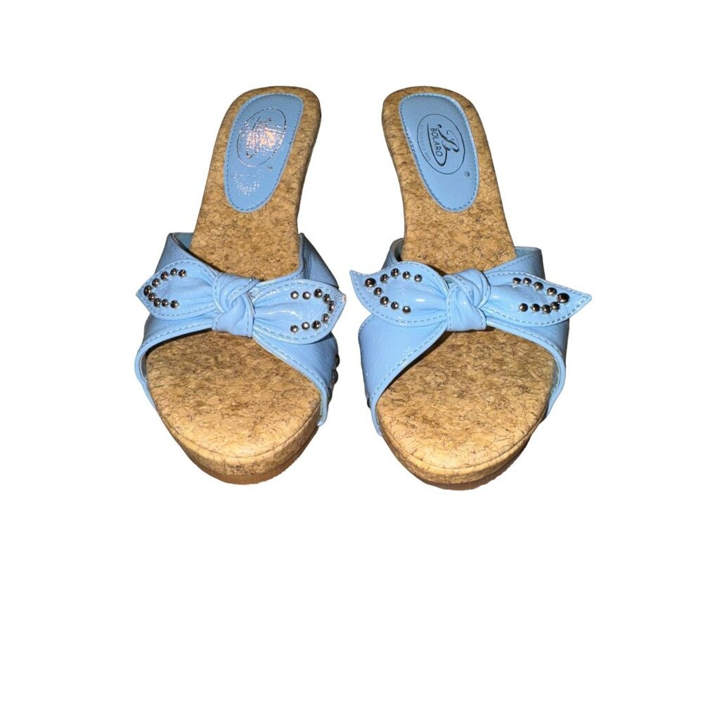 Bolaro by Summer Rio Blue Silver Studded Wedge Heel Women Size 6.5 - Picture 10 of 12